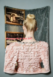 Miu Miu Pink Sequin Dress & Neck Tattoo Print Flannel Sofa Throw Blanket IMG_0619